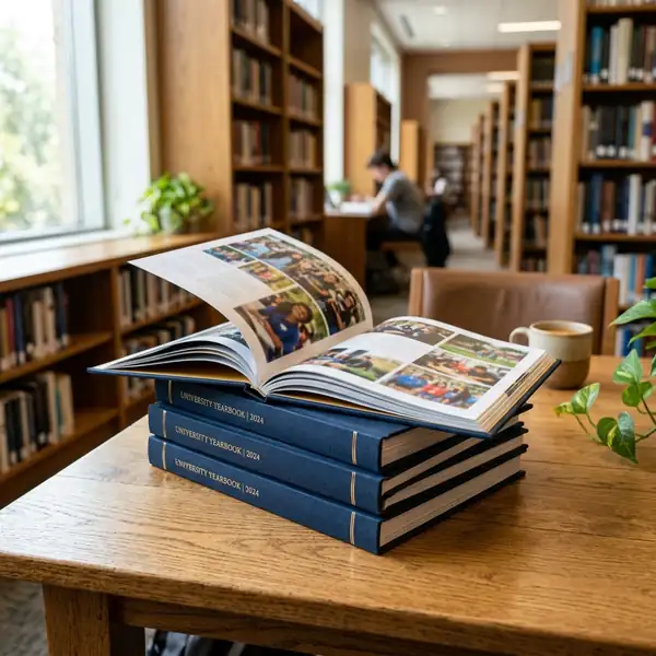 Anuario universitario tapa dura Puebla - libro institucional con sobrecubierta a color y guardas marmoladas para BUAP UDLAP UPAEP