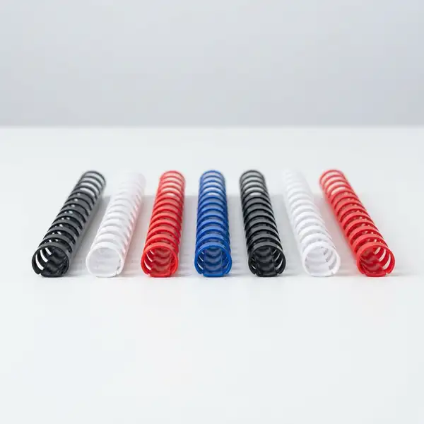 Colores disponibles de canutillo en Puebla - gama de peines plásticos GBC en negro, blanco, azul, rojo, verde y transparente